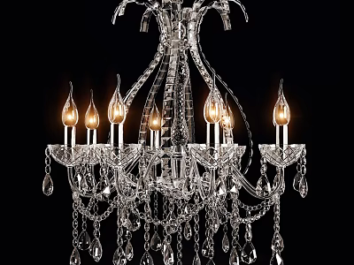 Elegant Crystal Chandelier With Classic Design Candle Style Bulbs And Hanging Crystal Pendants 3d model