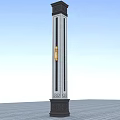 Classic Black and White Decorative Column With Ornate Top Base Details And Integrated Lighting