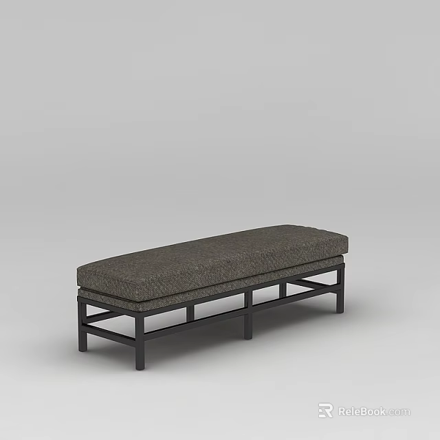 Modern Upholstered Sofa Bench With Fabric Cushion And Metal Frame Design 3d model 