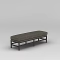 Modern Upholstered Sofa Bench With Fabric Cushion And Metal Frame Design