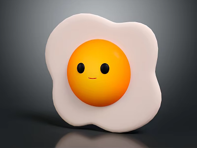 Cute Cartoon Chicken Character Designed As Sunny Side Up Egg With Smiling Face 3d model