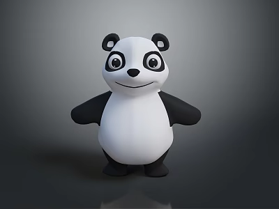Cute 3D Cartoon Panda Character With Black And White Design 3d model