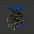 Blue Hydraulic Scissor Lift Table With Mobile Wheels Handle And Platform