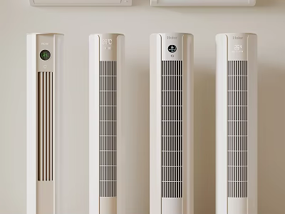 Sleek White Tower Air Cooler Fans with Modern Vertical Design and Slim Profile 3d model