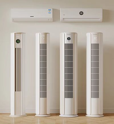 Sleek White Tower Air Cooler Fans with Modern Vertical Design and Slim Profile 3d model