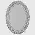 Oval Decorative Mirror With Black Crystal Textured Frame And Gold Trim