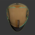 Tactical Weapon Helmet In Brown Color With Green Accents Visor And Modern Straps
