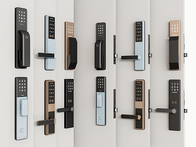 Modern door handle smart door lock password lock door handle 3d model