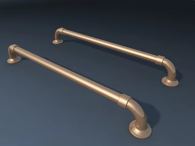 Brass Curved Pull Handles With Sturdy Metal Construction For Furniture And Cabinets 3d model