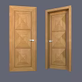 Classic Wooden Hinged Doors With Intricate Geometric Pattern And Silver Handles 3d model