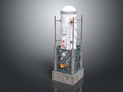 Detailed White Dome Tower Structure With Metal Framework And Stone Base 3d model