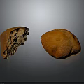 Golden Crust Bread With Bitten Piece And Whole Loaf On Dark Surface 3d model