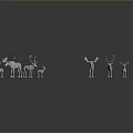 Various Sizes White Deer Figurines With Antlers And Wings On Reflective Surface
