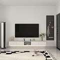 Modern Minimalist Living Dining Room With Floating TV Cabinet And Stylish Comfortable Home Interior Design