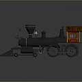 Detailed Black Steam Train Model Featuring Red Car Brown Roof Front Light And Wheels