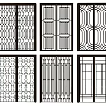 Modern Interior Sliding Doors With Decorative Grille Patterns And Wooden Frames 3d model