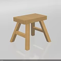 Light Colored Wooden Stool With Simple Design Square Seat And Cross Legs