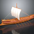 Ancient Traditional Wooden Sailed Watercraft With Oars And Detailed Hull Design