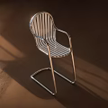 Modern Leisure Chair With Metal Frame Striped Design And Light Shadow Effect