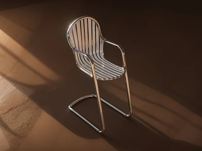 Modern Leisure Chair With Metal Frame Striped Design And Light Shadow Effect 3d model