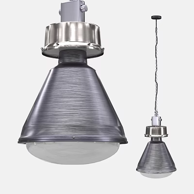 Brushed Metal Conical Chandelier With Modern Design Ceiling Mount And Transparent Base 3d model