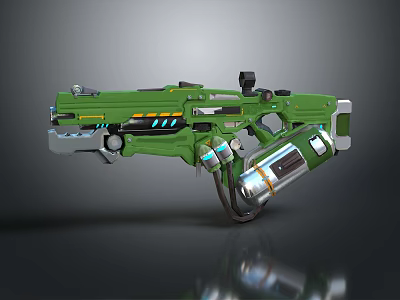 Detailed Green Sci Fi Futuristic Weapon Design With Metallic Parts And Colorful Accents 3d model