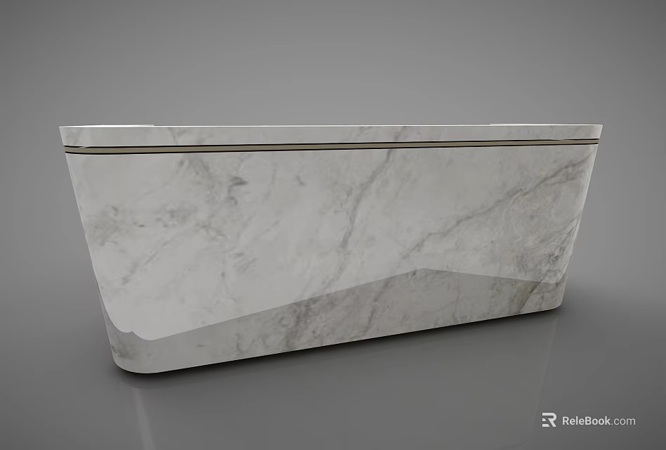Modern White Marble Reception Desk With Gray Veins And Sleek Smooth Surface 3d model 