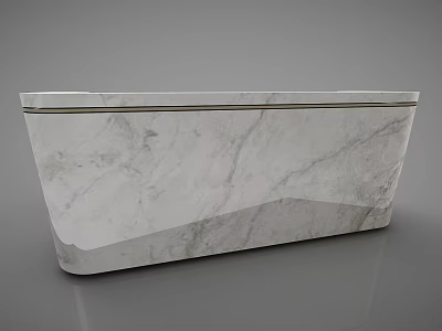 Modern White Marble Reception Desk With Gray Veins And Sleek Smooth Surface 3d model