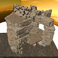 Ancient Irregular Stone Architecture Structure With Archway And Stacked Blocks