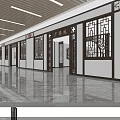 Traditional Chinese Style Specialty Store Interior With Wooden Arch Display Shelves Cabinets And Decorative Carvings