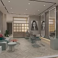 Modern Hair Salon Interior Design With Styling Stations Large Screen Mirrors Chairs And Plants