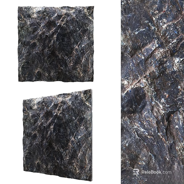Elegant Dark Natural Stone Textured Wall Decor Panels For Modern Interior 3d model