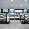 Modern Mall Store Interior With Display Shelves Products Aisle And Bright Lighting
