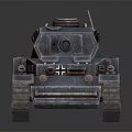 Detailed 3D Tank Model Featuring Turret Cannon Tracks Metal Texture And Reflective Surface On Black Background