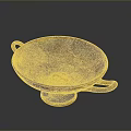 Ancient Style Sculpture Carving Of Ceramic Bowl With Two Handles And Intricate Decorative Pattern