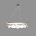 Modern White Feather Chandelier With Gold Ring Hanging Decorative Lighting Design