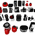 Assorted Red And Black Kitchen Appliances Collection For Modern Home Use 3d model