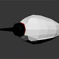 Low Poly Style Bird Model Featuring White Body Black Head Beak And Red Collar