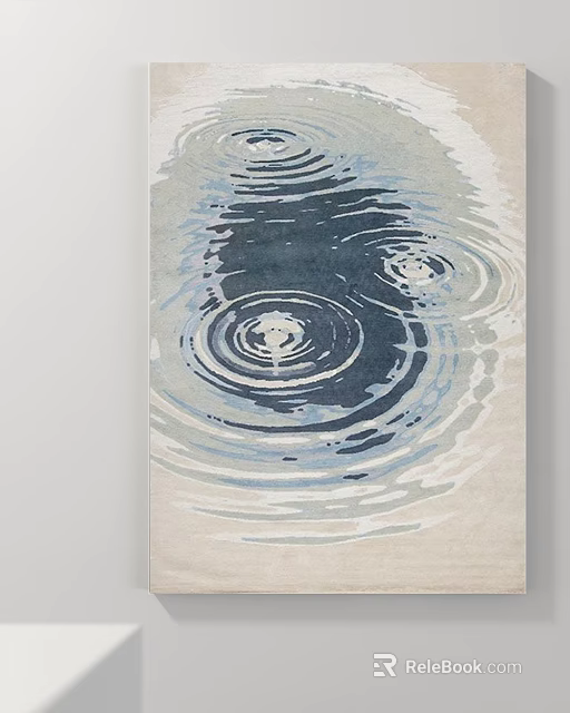 Abstract Painting With Blue Gray Beige Water Ripples And Circular Patterns 3d model 