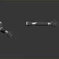 Long Gray Household Cleaning Tools With Yellow And White Handle Details