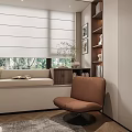 Modern Bedroom Interior With Gray Bedding Multiple Pillows Rug Brown Chair And Soft Lighting