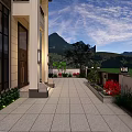 Luxury Detached Villa Exterior Design With Mountain View Large Windows And Courtyard
