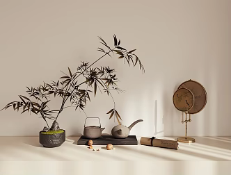 New Chinese Style Combination Ornaments Potted Plant 3d model