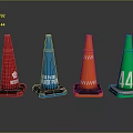 Colorful Traffic Cones With Red Warning Blue Do Not Pass Orange Reflective Stripes Green 44