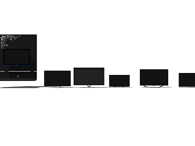 Various Size Television Sets Arranged In A Row For Display And Comparison 3d model