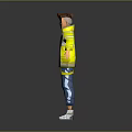 3D Young Male Character With Brown Short Hair Yellow Jacket And Blue Pants Standing Pose