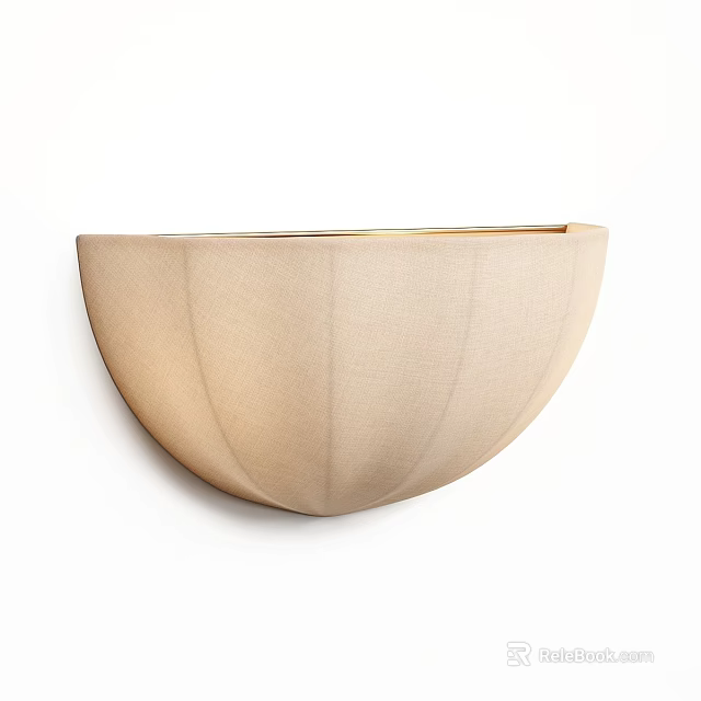 Beige Fabric Half Round Wall Sconce for Modern Interior Lighting 3d model
