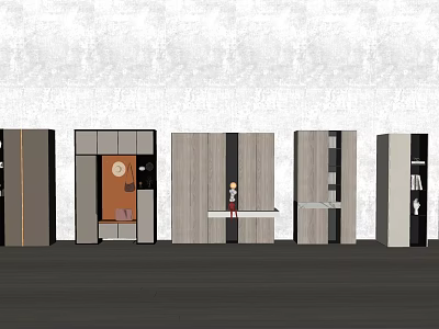 Various Modern Wooden Sideboard Designs With Open Shelves Drawers And Cabinets 3d model