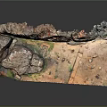 Realistic Rock Terrain Model With Colorful Rocks Dirt Ground And Green Vegetation