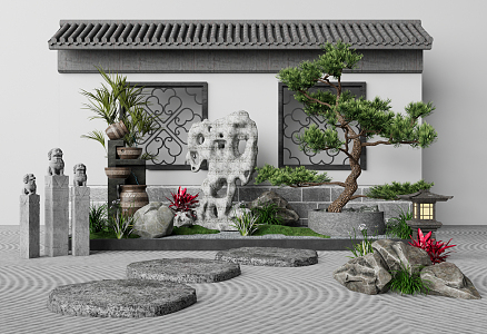 New Chinese landscape sketch rockery stone gardening sketch 3d model